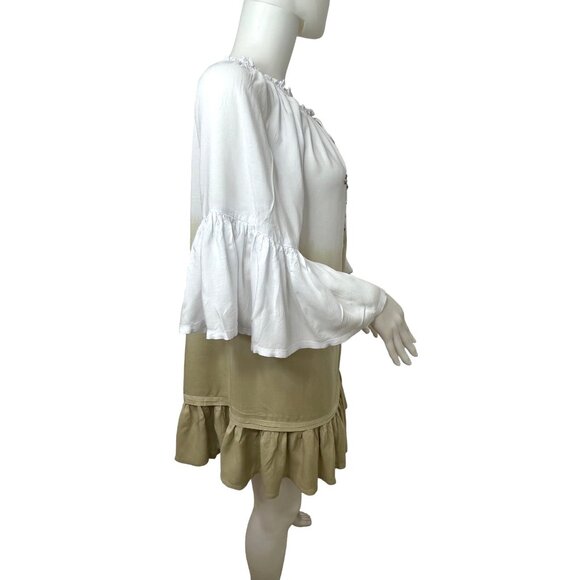 Boheme Skemo Daydream Mini Dress S White Yellow Green Embroidered Beads Tassels - Picture 11 of 16